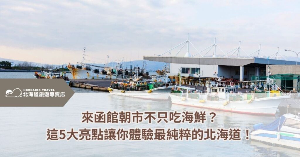 函館朝市是北海道最著名的市場之一,不僅販售新鮮海鮮,還提供許多獨特的當地體驗。圖片中可見漁船停泊於港口,象徵著這裡是北海道漁業的重要樞紐。市場內不僅有生猛海產,還有現做海鮮丼、特產伴手禮,甚至可以參與現撈魷魚體驗,感受漁民的日常生活。來到函館朝市,絕對能品嚐到最道地的北海道風味,享受一場結合美食與文化的豐富旅程。